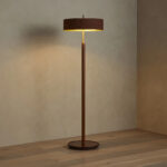GV Anakin Wood Floor Lamp with Brass and Leather Shade