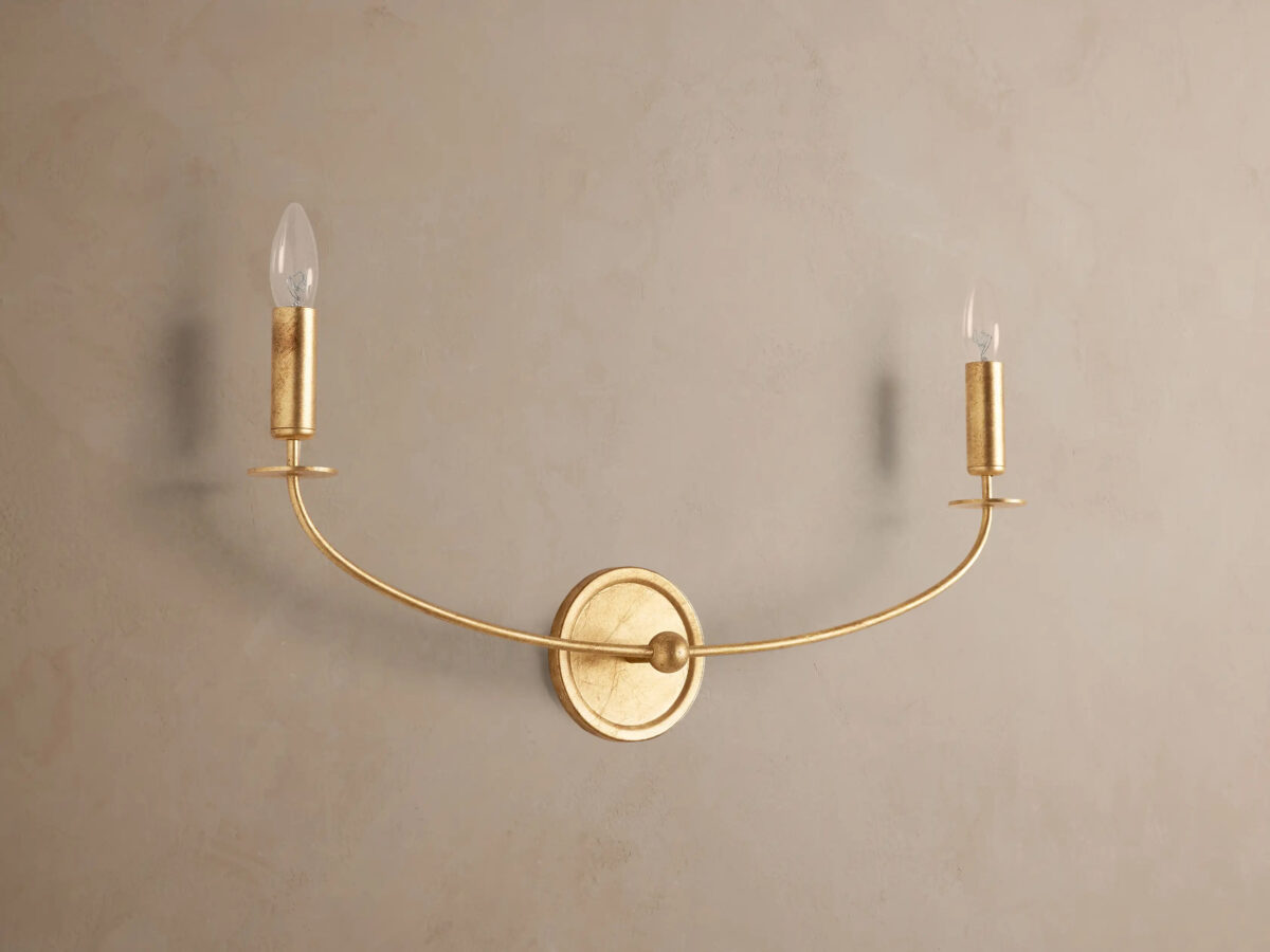 GV Iron Wall Sconce Arnett Double Light in Antiqued Gold - Image 2