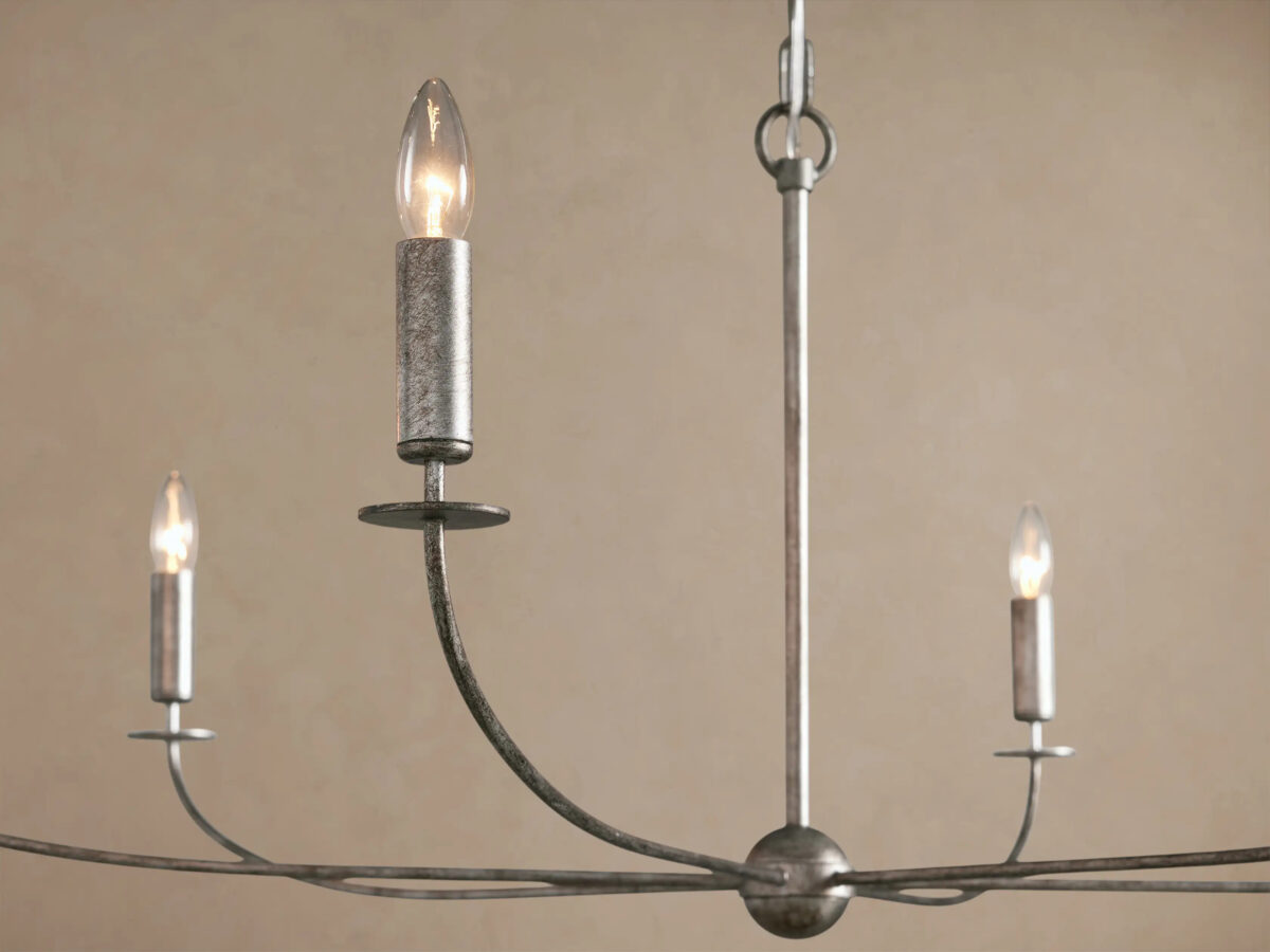 GV Iron Leaf Chandelier in Silver 6 Light - Image 3