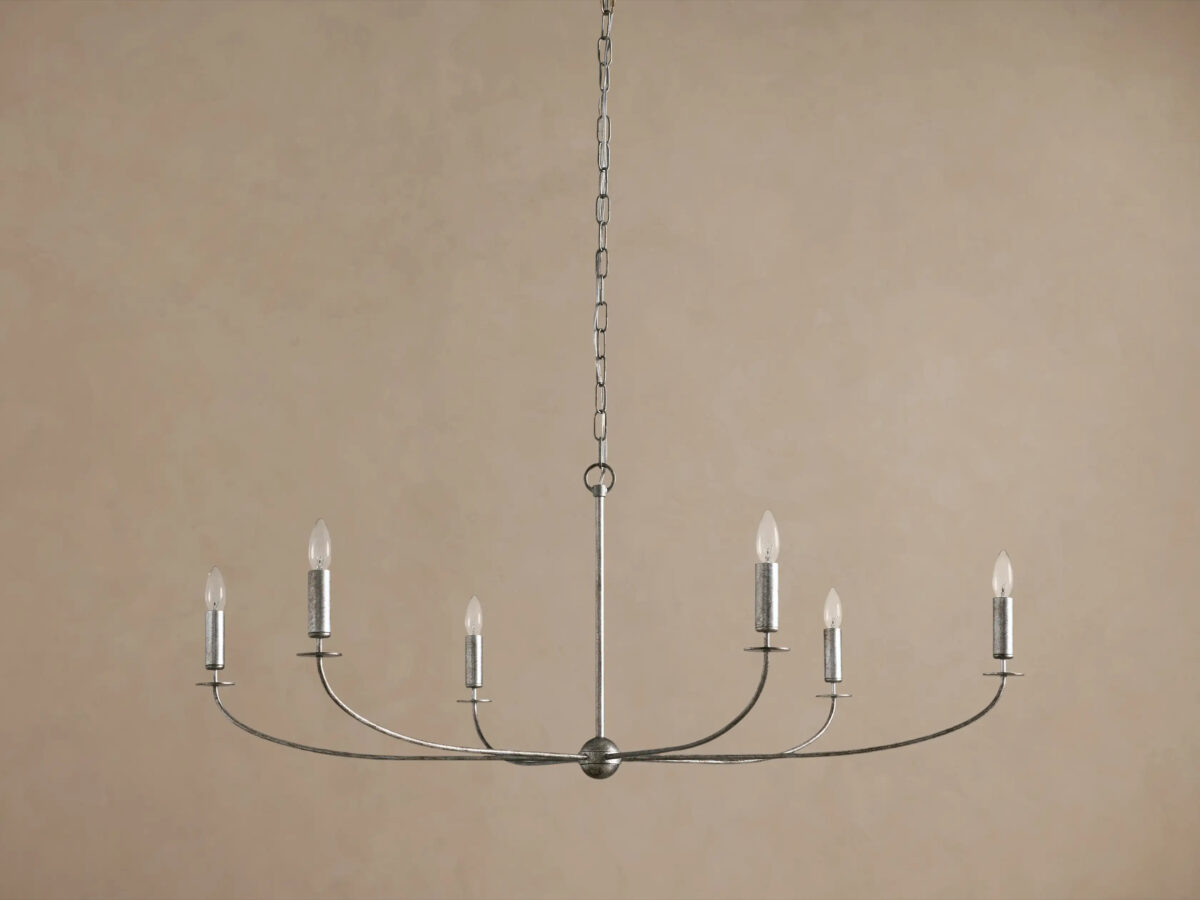 GV Iron Leaf Chandelier in Silver 6 Light - Image 2
