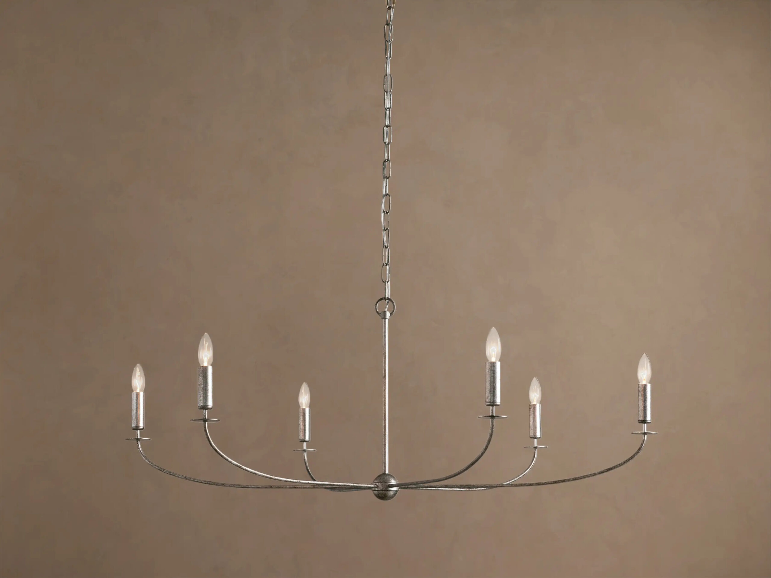6610146H7092_CQJ260115 GV Iron Leaf Chandelier in Silver 6 Light - Image 1