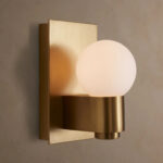 GV Casen Matte Opal Brass Glass Sconce