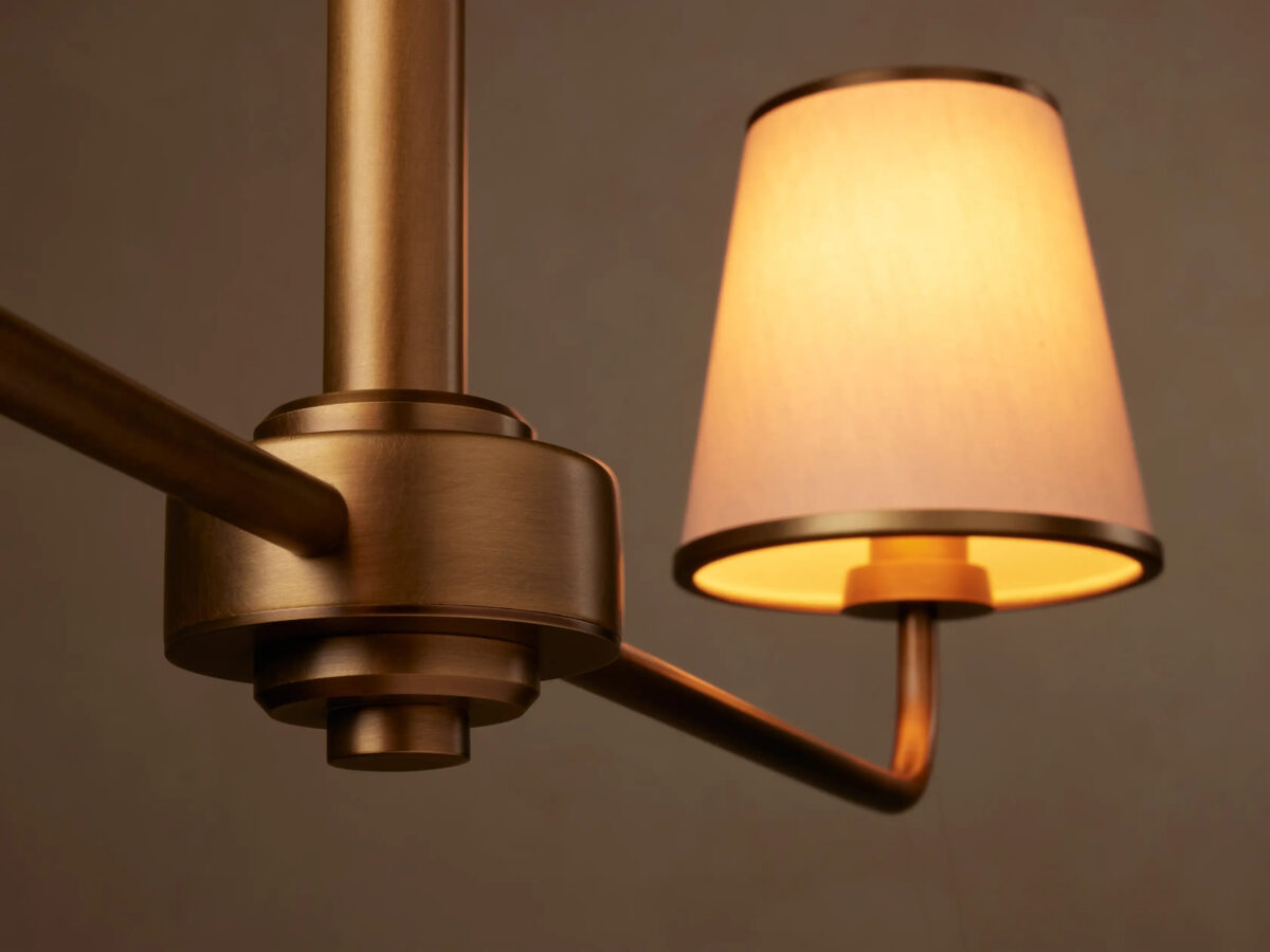 GV Adria Iron Chandelier with Flax Fabric Shades - Image 3