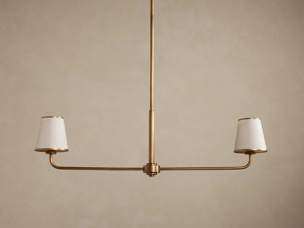 GV Adria Iron Chandelier with Flax Fabric Shades - Image 2
