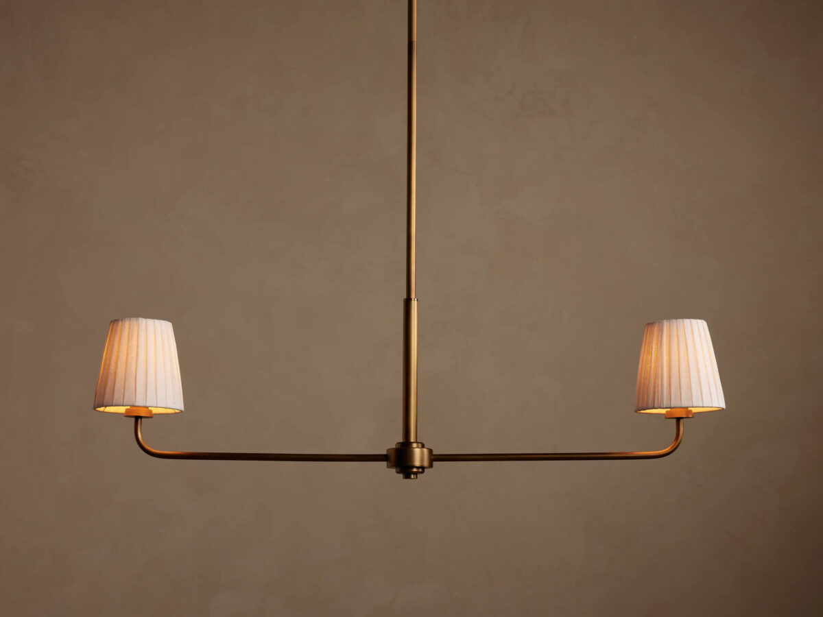 GV Adria Iron Chandelier with Flax Fabric Shades - Image 5