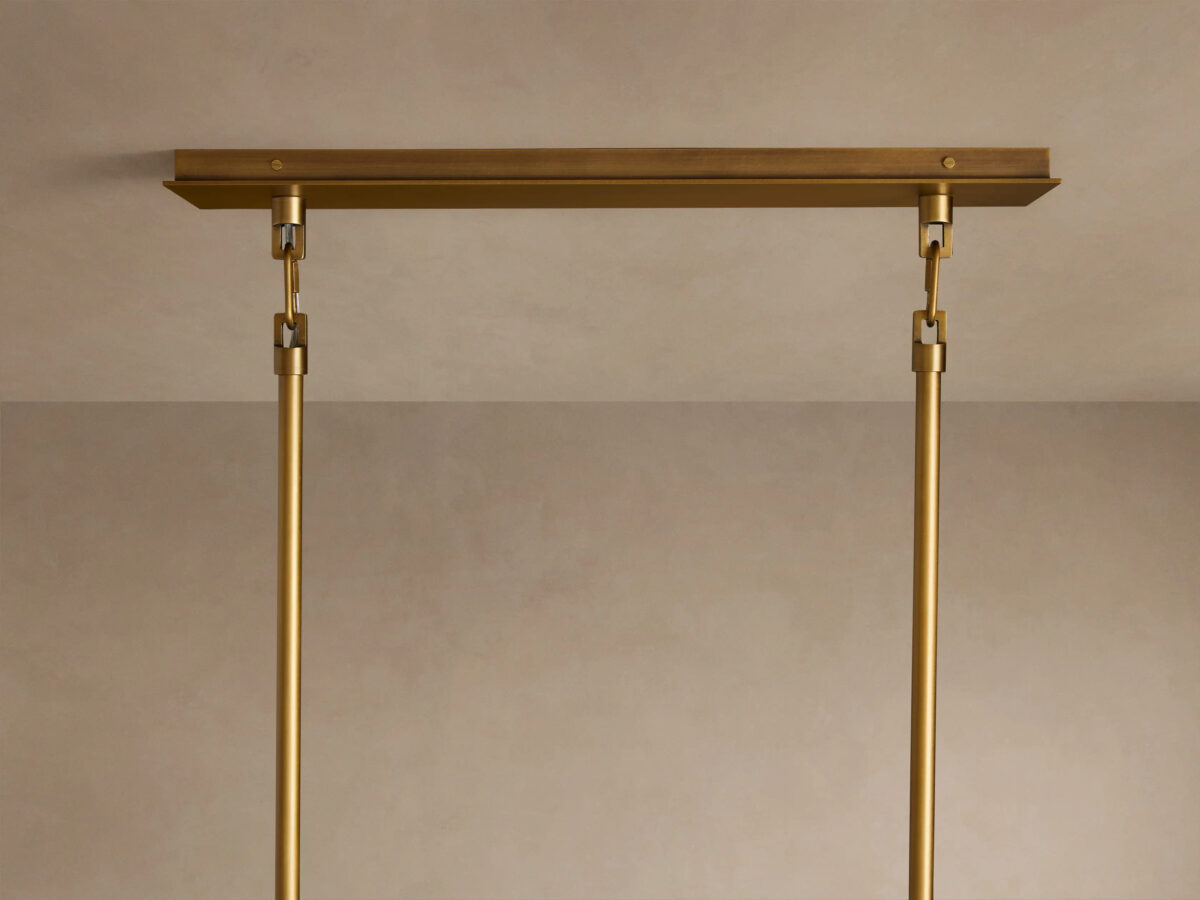 GV Iron Linear Chandelier with Pleated White Shades - Image 8