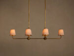 GV Iron Linear Chandelier with Pleated White Shades - Image 5