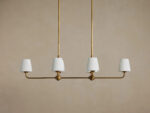 GV Iron Linear Chandelier with Pleated White Shades - Image 2