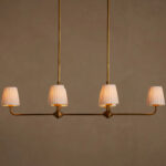 GV Iron Linear Chandelier with Pleated White Shades
