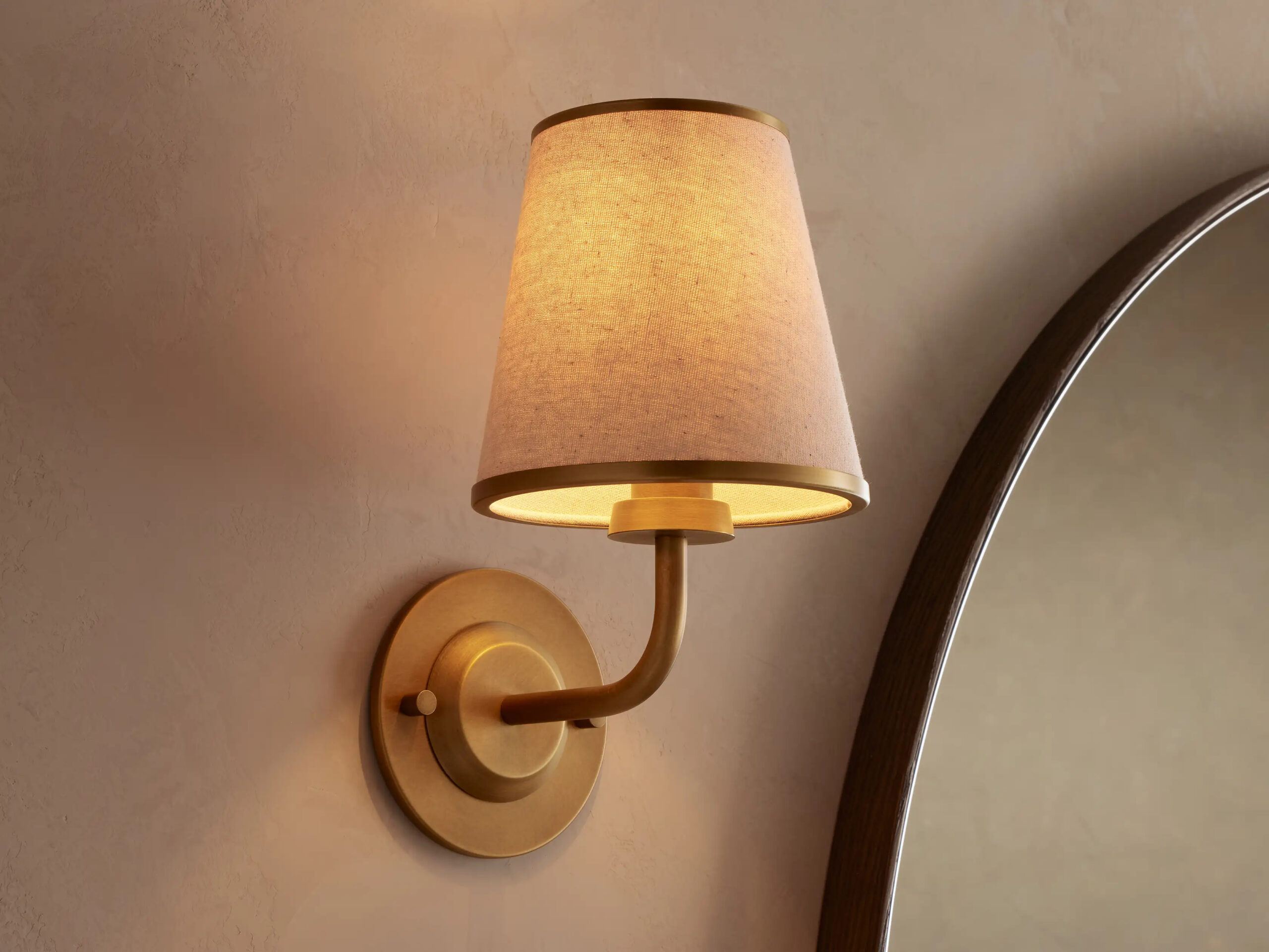 6610204H30KT_RTUD260126 GV Iron Wall Sconce with Flax Fabric Shade - Image 1