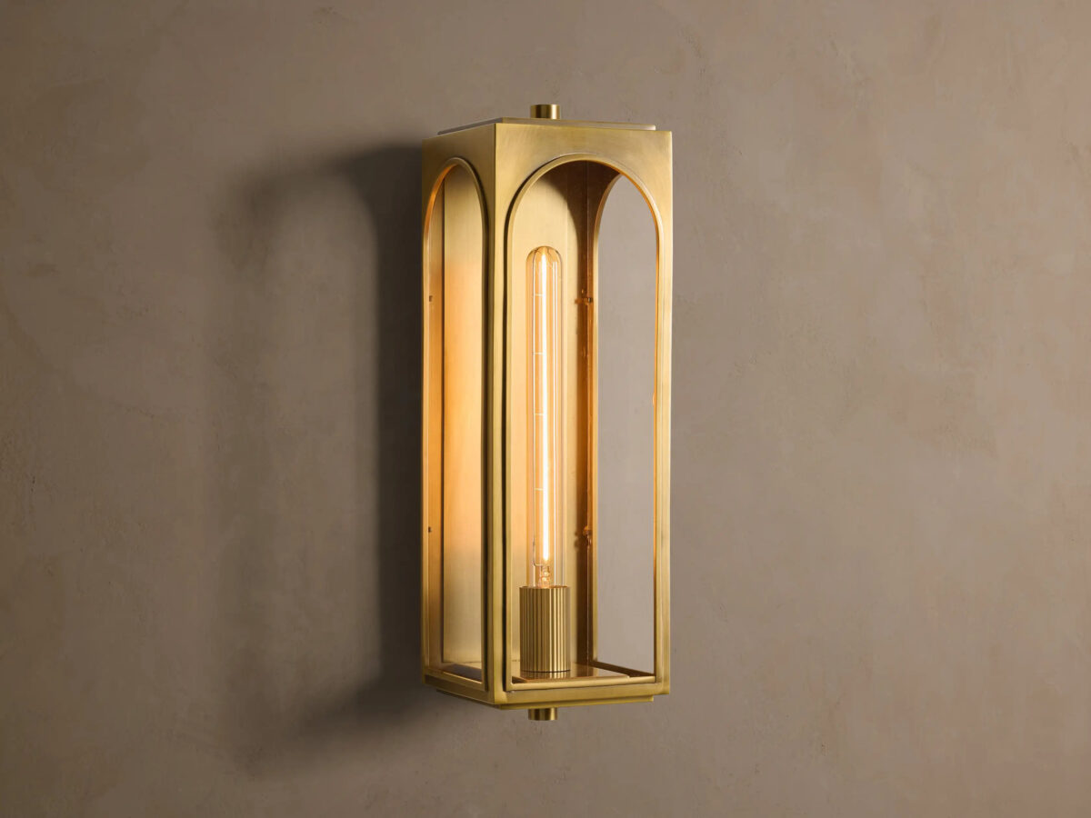 GV Palladian Brass Outdoor Sconce with Arched Glass - Image 4