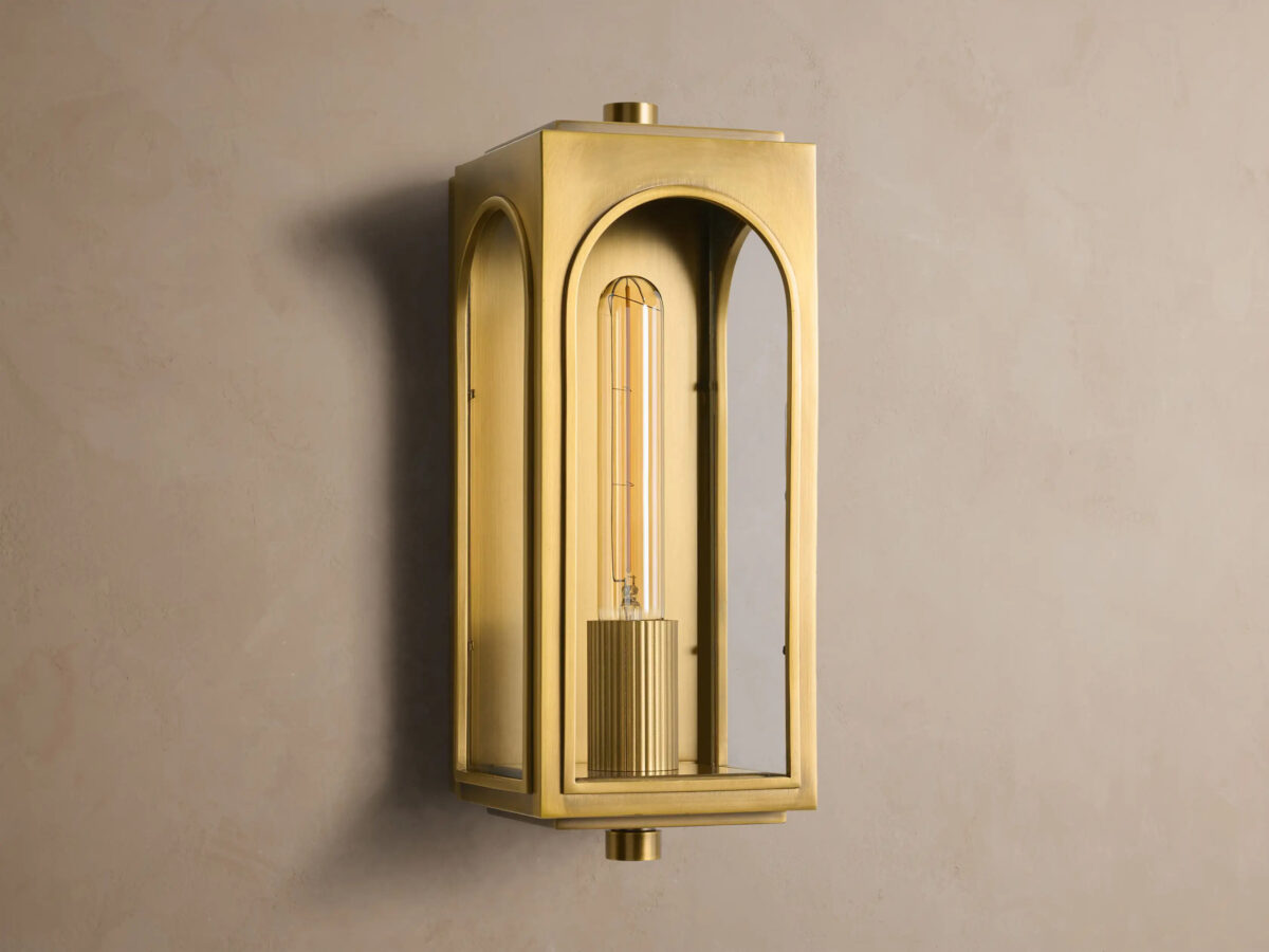 GV Palladian Brass Outdoor Sconce with Arched Glass - Image 2