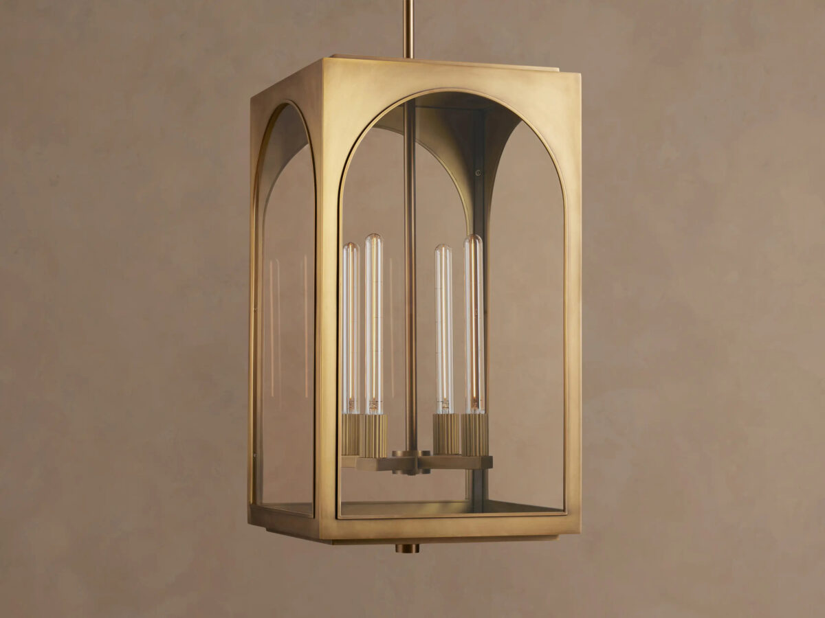 GV Palladian Brass Pendant Light 28 Inch Outdoor Lantern - Image 5