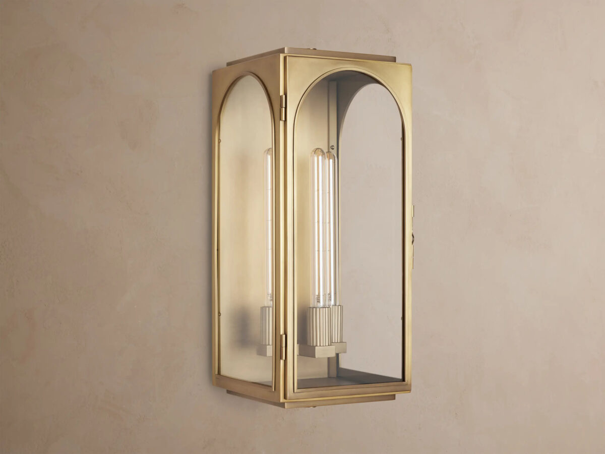 GV Palladian Brass Outdoor Sconce with Arched Glass - Image 8