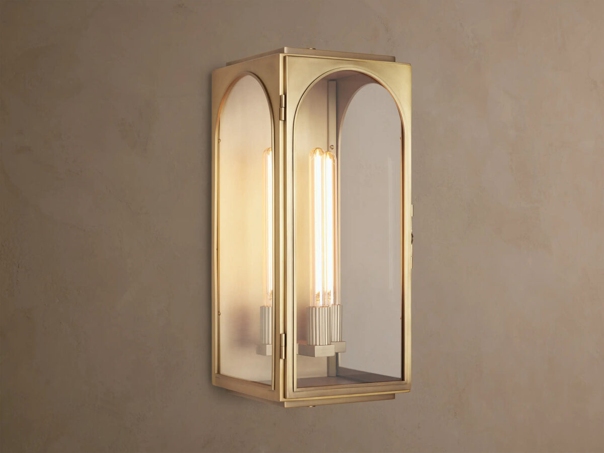 GV Palladian Brass Outdoor Sconce with Arched Glass - Image 7