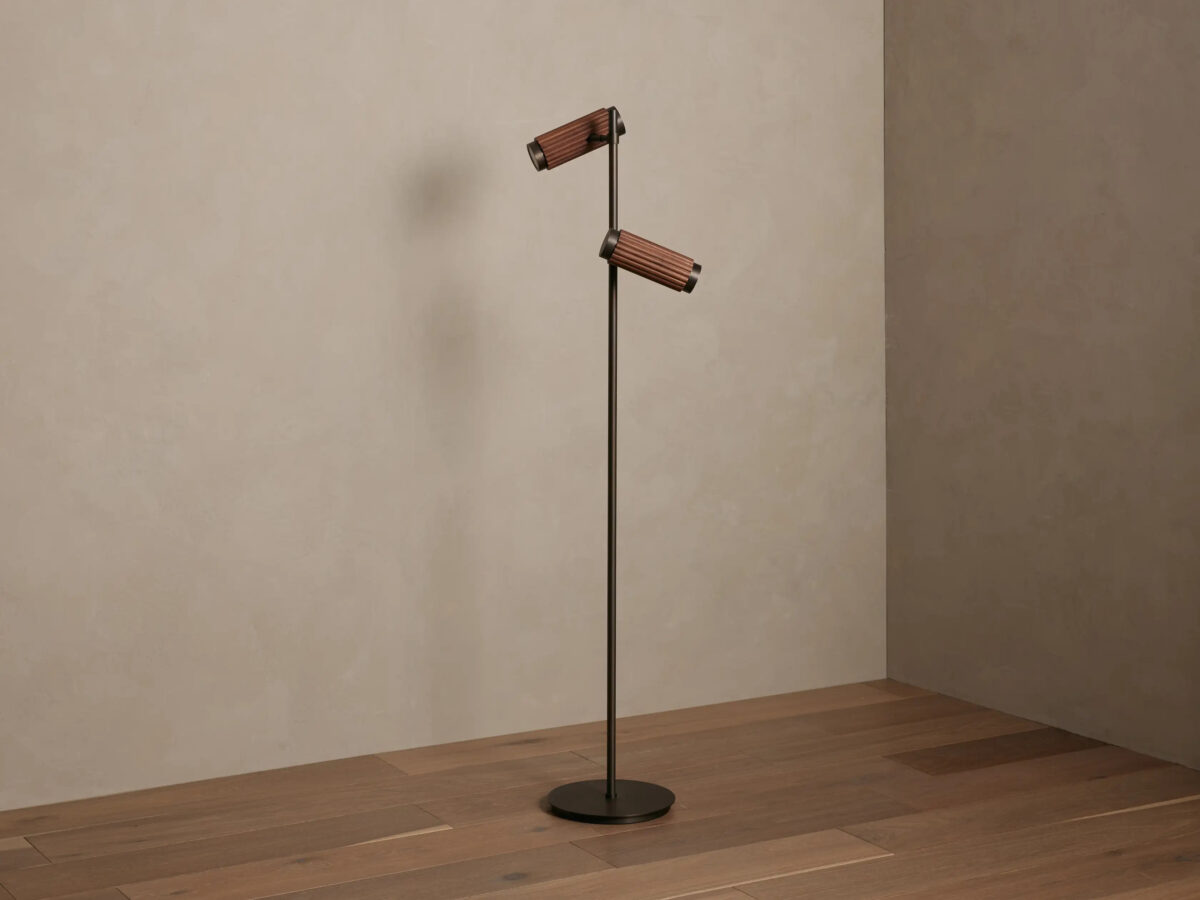 GV Decan Bronze Floor Lamp with Walnut Accents - Image 2