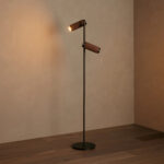 GV Decan Bronze Floor Lamp with Walnut Accents