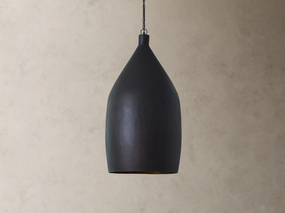 GV Iron Cone Pendant 14 Inch Black and Brass - Image 5