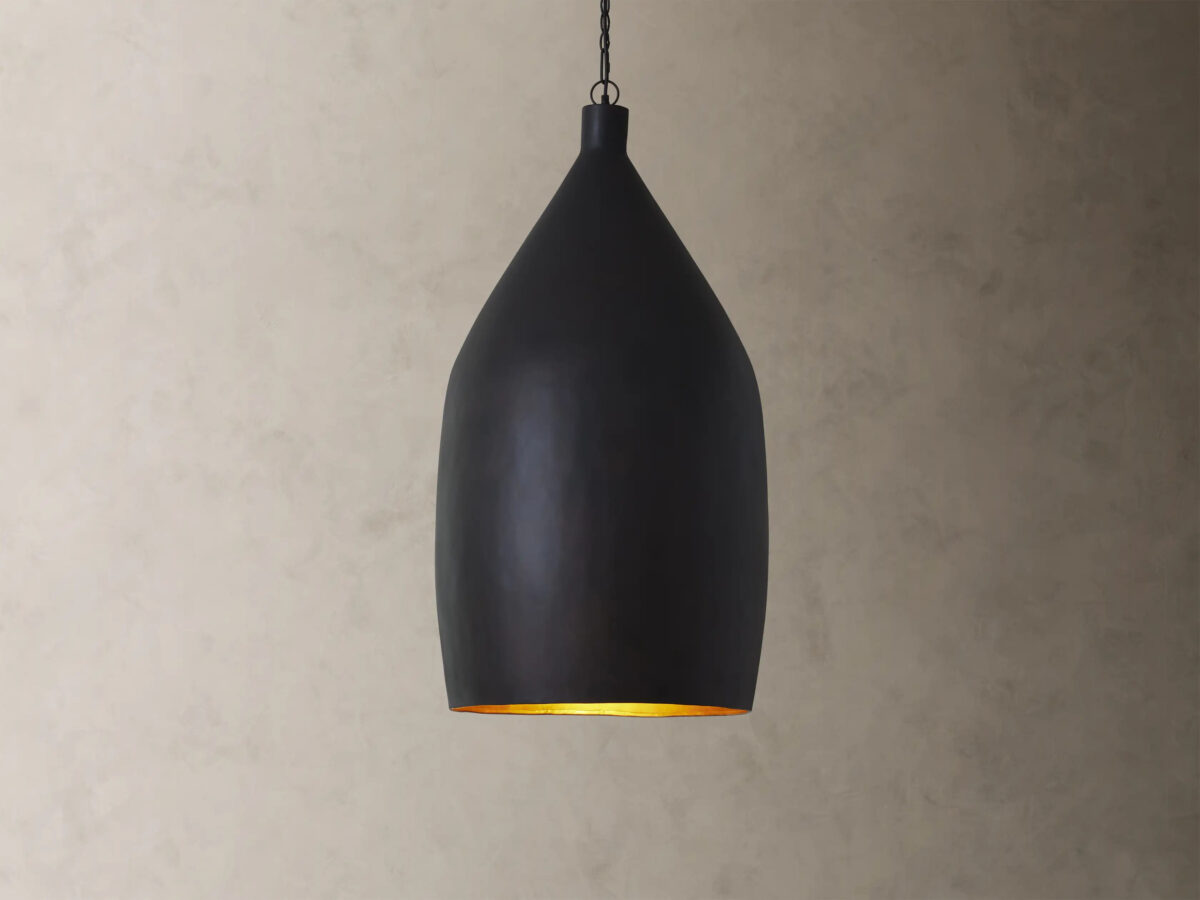 GV Iron Cone Pendant 14 Inch Black and Brass - Image 4