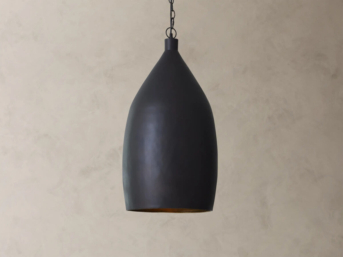 GV Iron Cone Pendant 14 Inch Black and Brass - Image 2