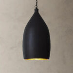 GV Iron Cone Pendant 14 Inch Black and Brass