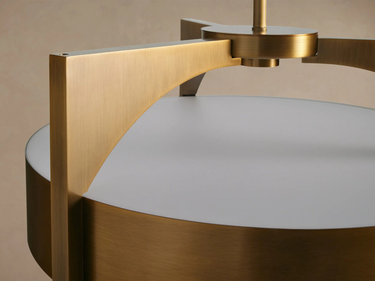 GV Alastair modern brass pendant with Walnut Canopy - Image 4