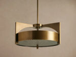 GV Alastair modern brass pendant with Walnut Canopy - Image 2