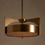 GV Alastair modern brass pendant with Walnut Canopy