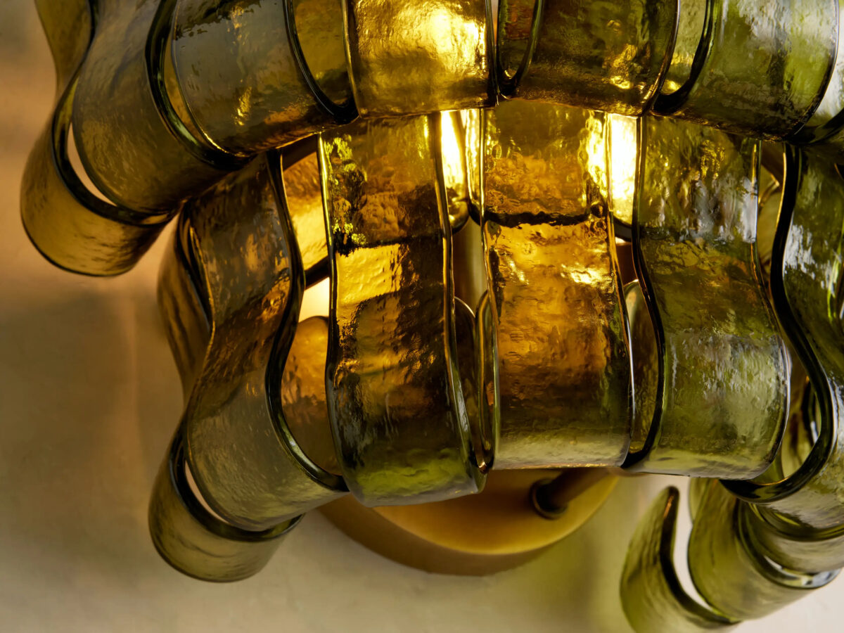 GV Modern Glass Sconce in Green Glass and Bronze - Image 6
