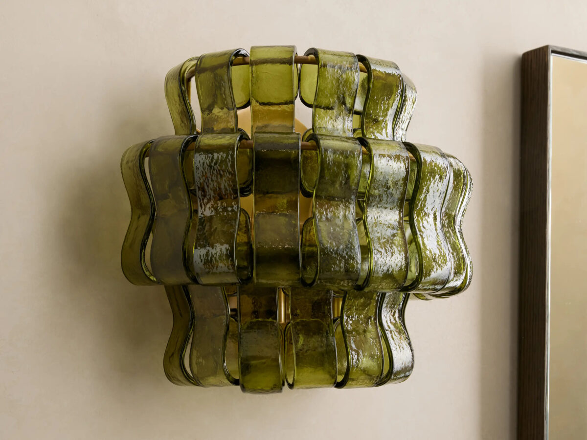 GV Modern Glass Sconce in Green Glass and Bronze - Image 5
