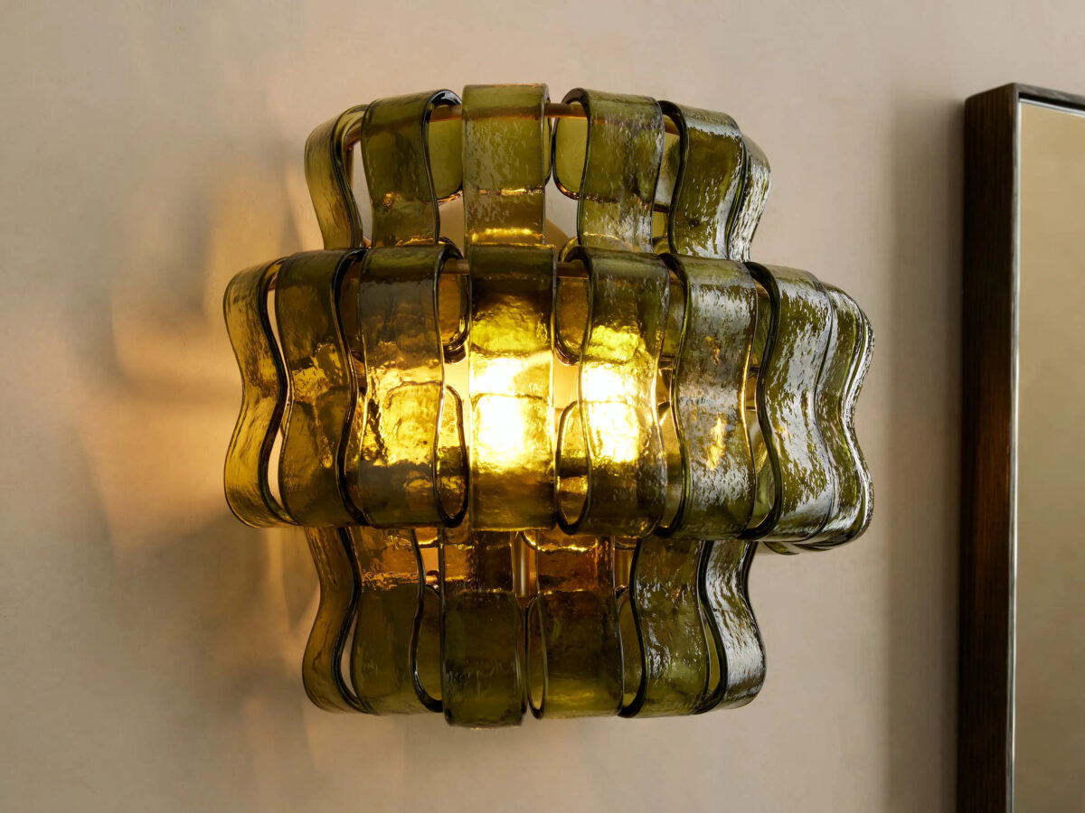GV Modern Glass Sconce in Green Glass and Bronze - Image 4