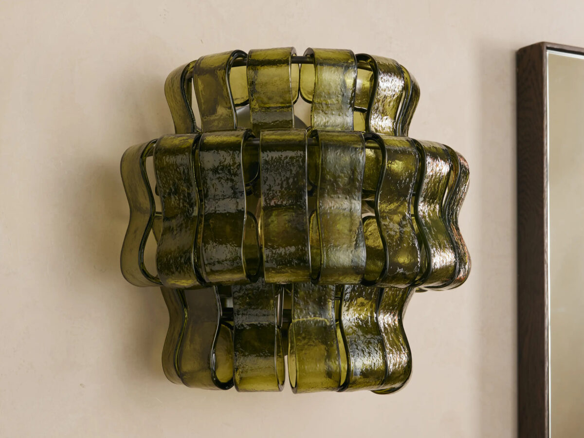 GV Modern Glass Sconce in Green Glass and Bronze - Image 2