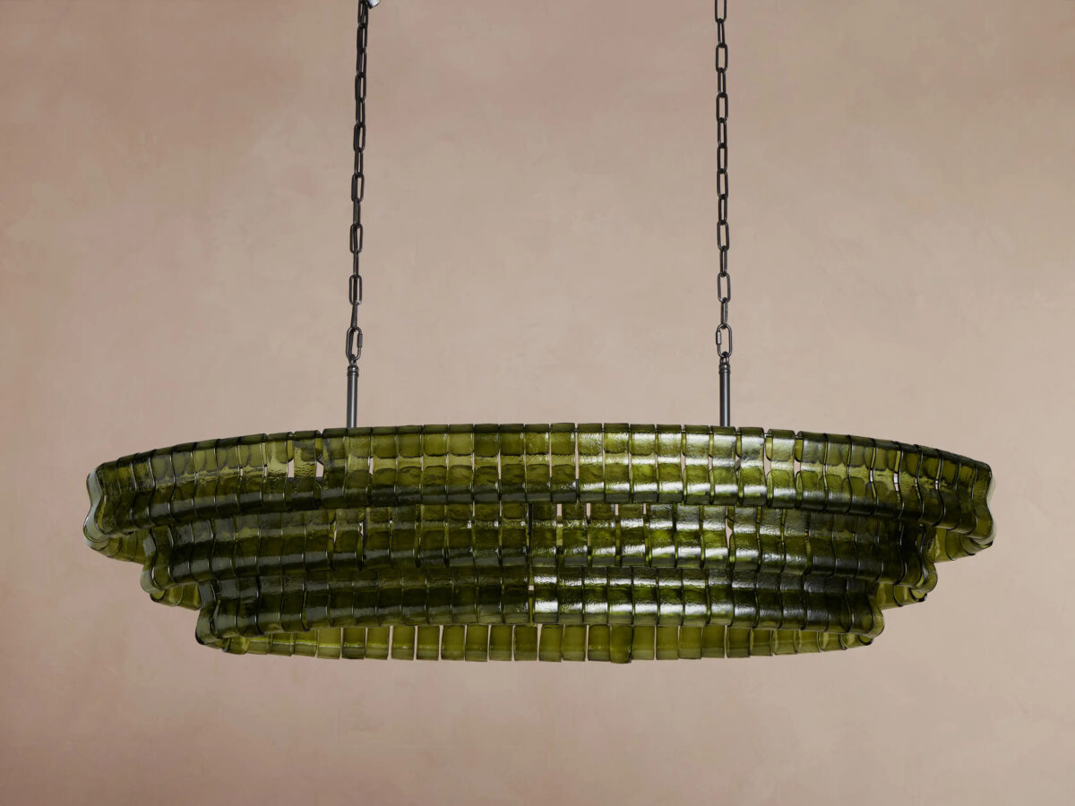 GV Glass Chandelier Ghiaccio Oval Green Bronze 54 Inch - Image 2