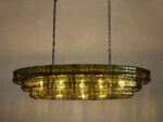 GV Glass Chandelier Ghiaccio Oval Green Bronze 54 Inch