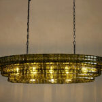 GV Glass Chandelier Ghiaccio Oval Green Bronze 54 Inch