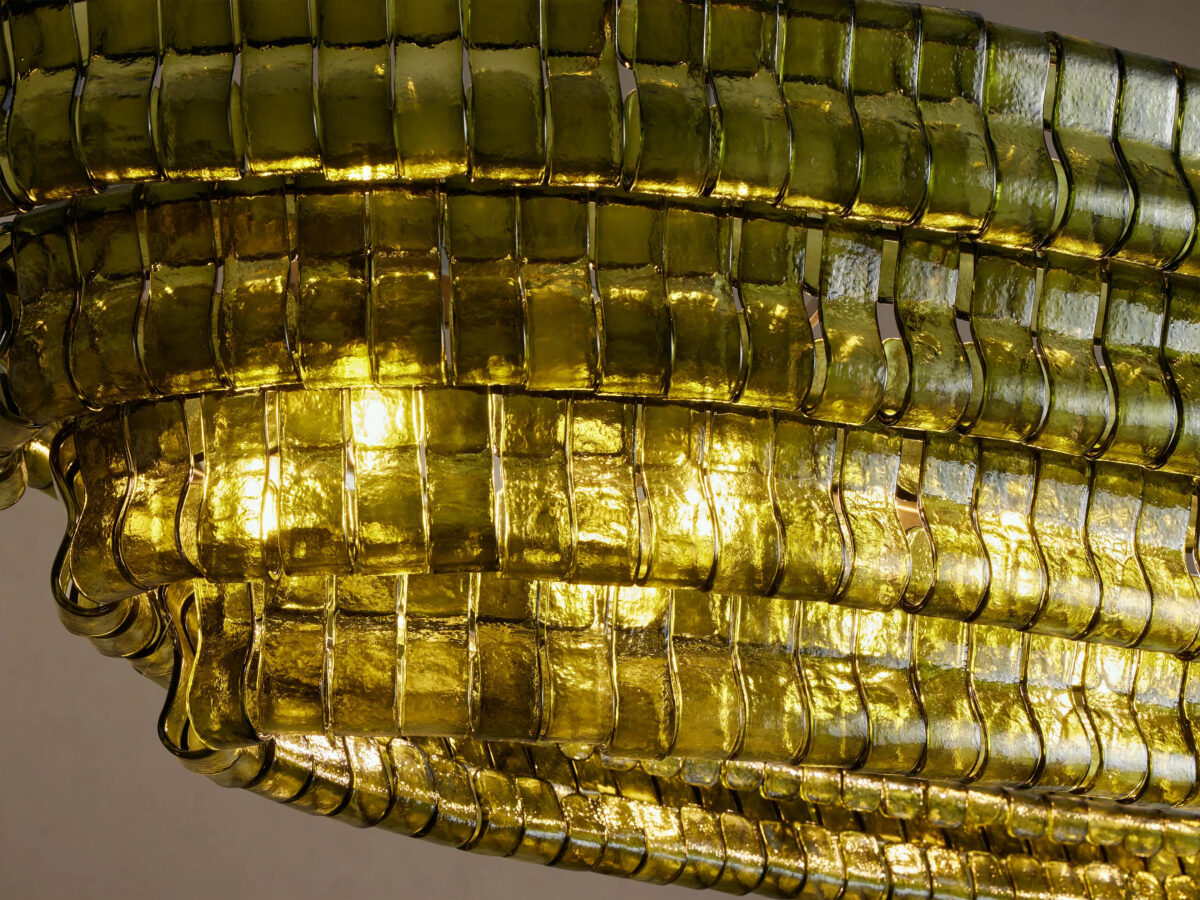 GV Glass Chandelier Ghiaccio Oval Green Bronze 54 Inch - Image 7
