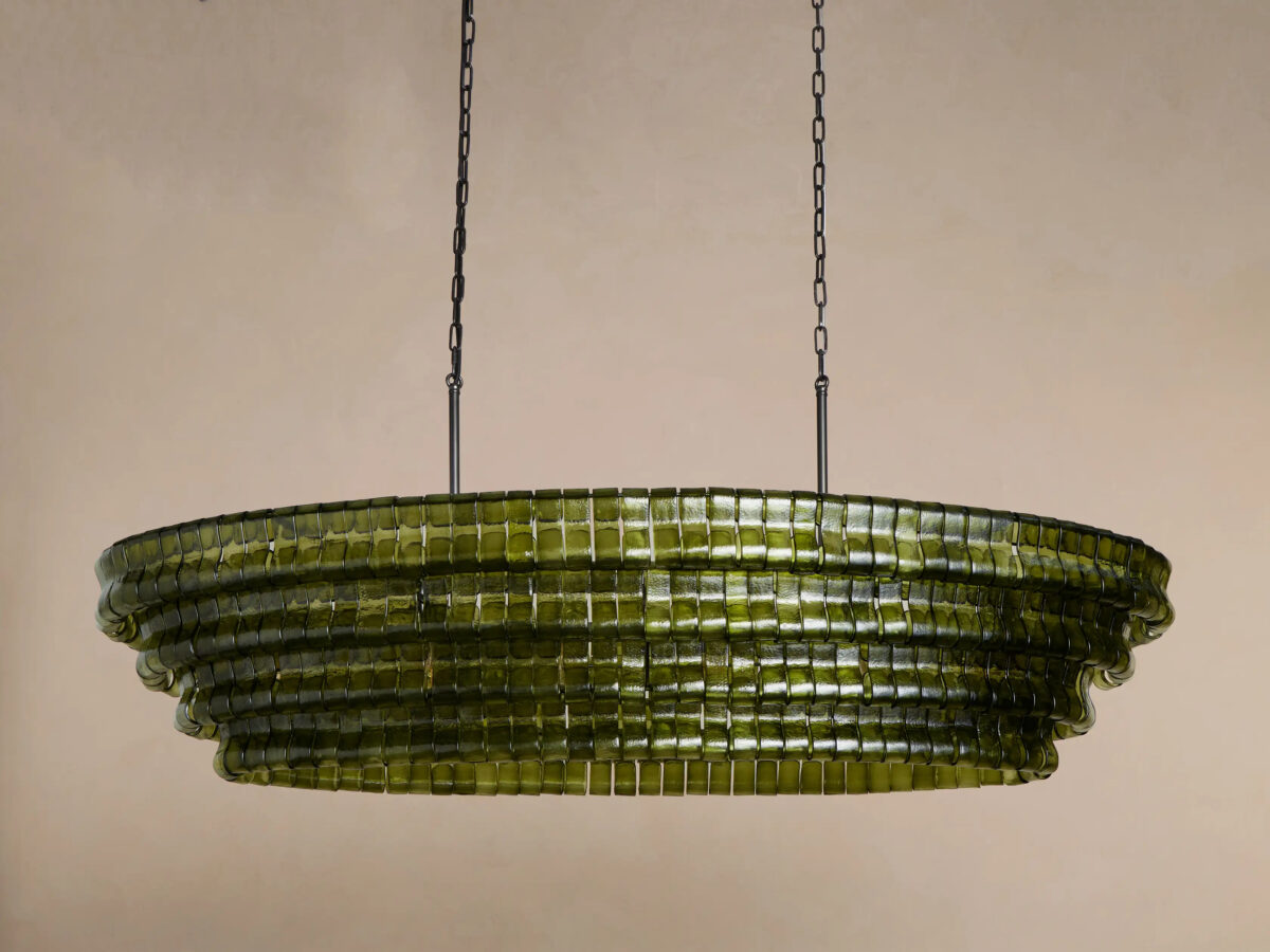 GV Glass Chandelier Ghiaccio Oval Green Bronze 54 Inch - Image 6