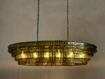 GV Glass Chandelier Ghiaccio Oval Green Bronze 54 Inch - Image 5