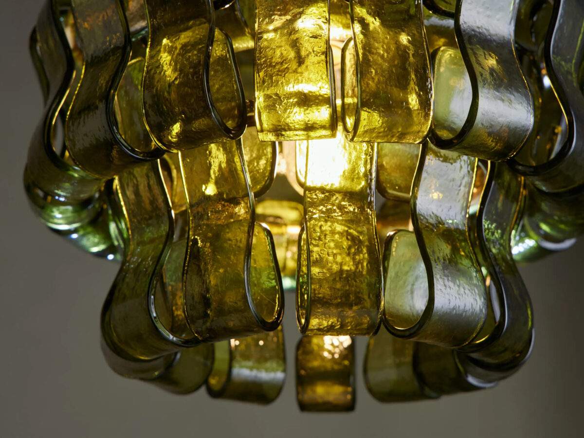 GV Ghiaccio Glass Modern Pendant in Green and Brass - Image 3