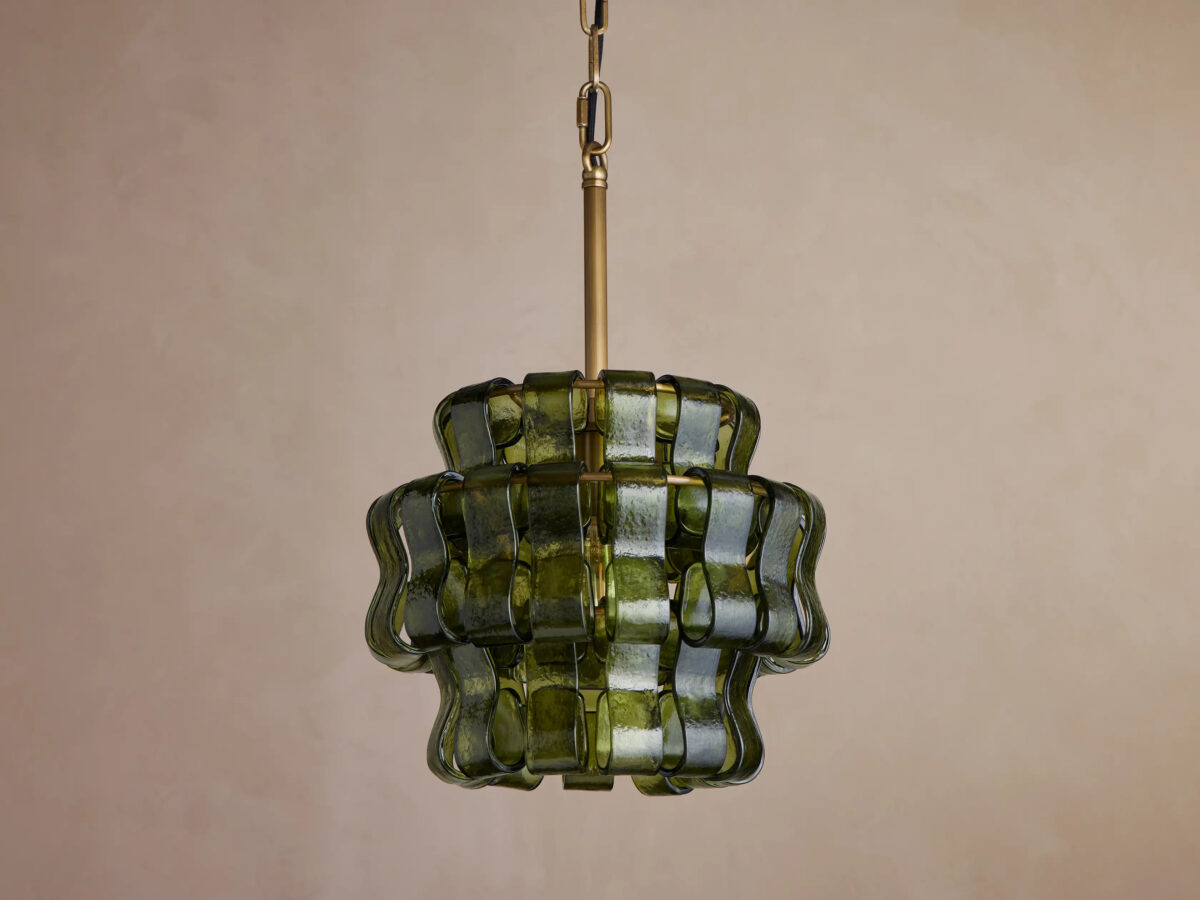GV Ghiaccio Glass Modern Pendant in Green and Brass - Image 2