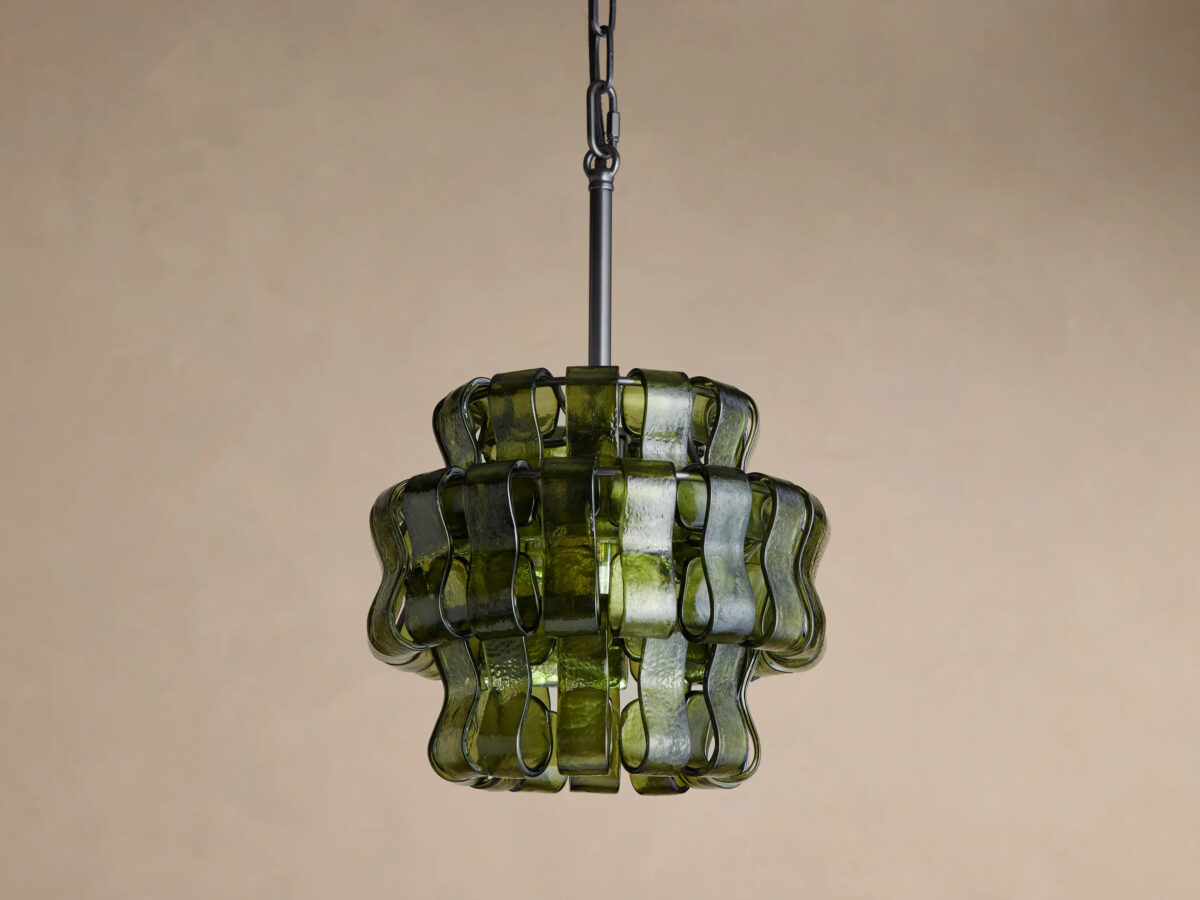 GV Ghiaccio Glass Modern Pendant in Green and Brass - Image 6