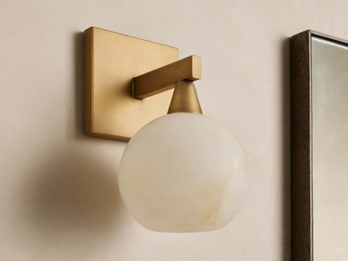 GV Alabaster Sconce Arica Brass Wall Light - Image 2