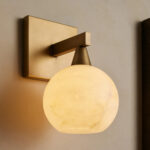 GV Alabaster Sconce Arica Brass Wall Light