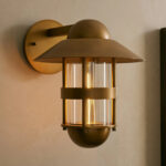 GV Hyannis brass outdoor sconce with glass shade