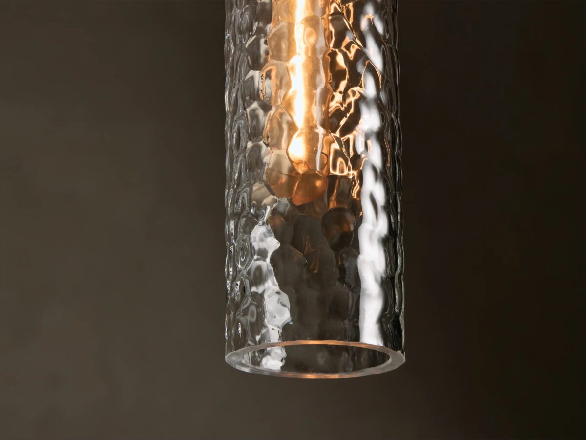 GV Glass Brass Pendant Hammered Glass Light - Image 4