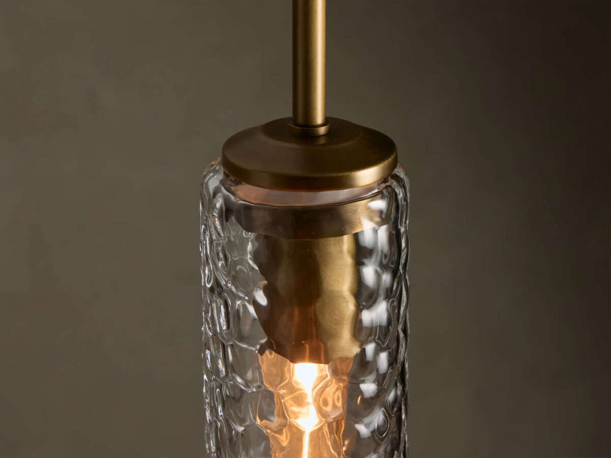 GV Glass Brass Pendant Hammered Glass Light - Image 3