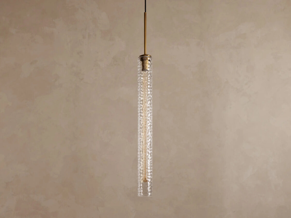 GV Glass Brass Pendant Hammered Glass Light - Image 2