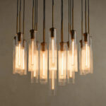 GV Colleena Glass Chandelier with Fluted Round Brass Frame