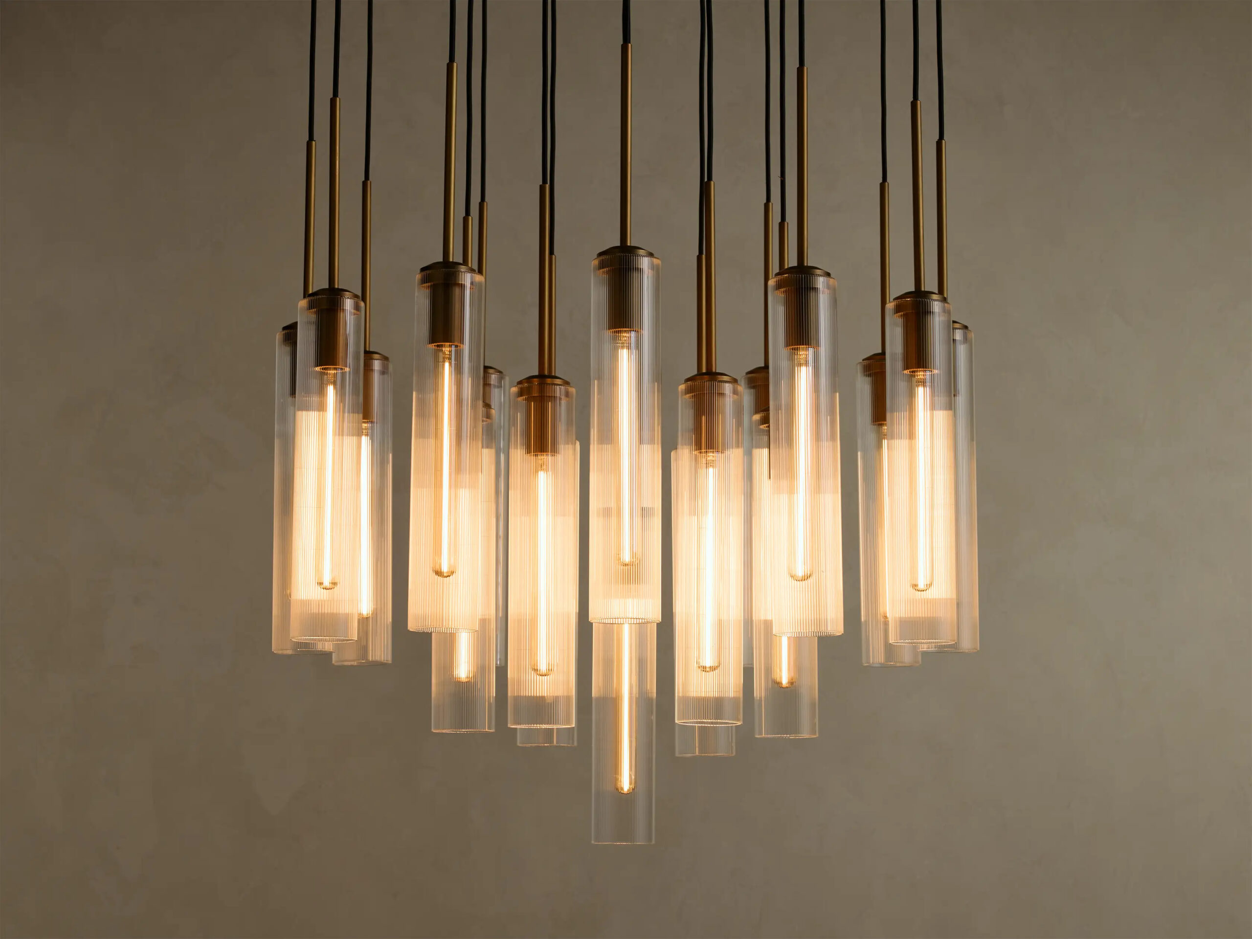 6610426H05KT_AA260622 GV Colleena Glass Chandelier with Fluted Round Brass Frame - Image 1