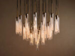 GV Colleena Glass Chandelier with Fluted Round Brass Frame - Image 5